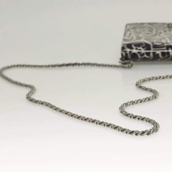 CHANEL Camellia COCO Mark Chain Wallet Patent leather Gray CC Auth PP850 - Picture 9 of 15